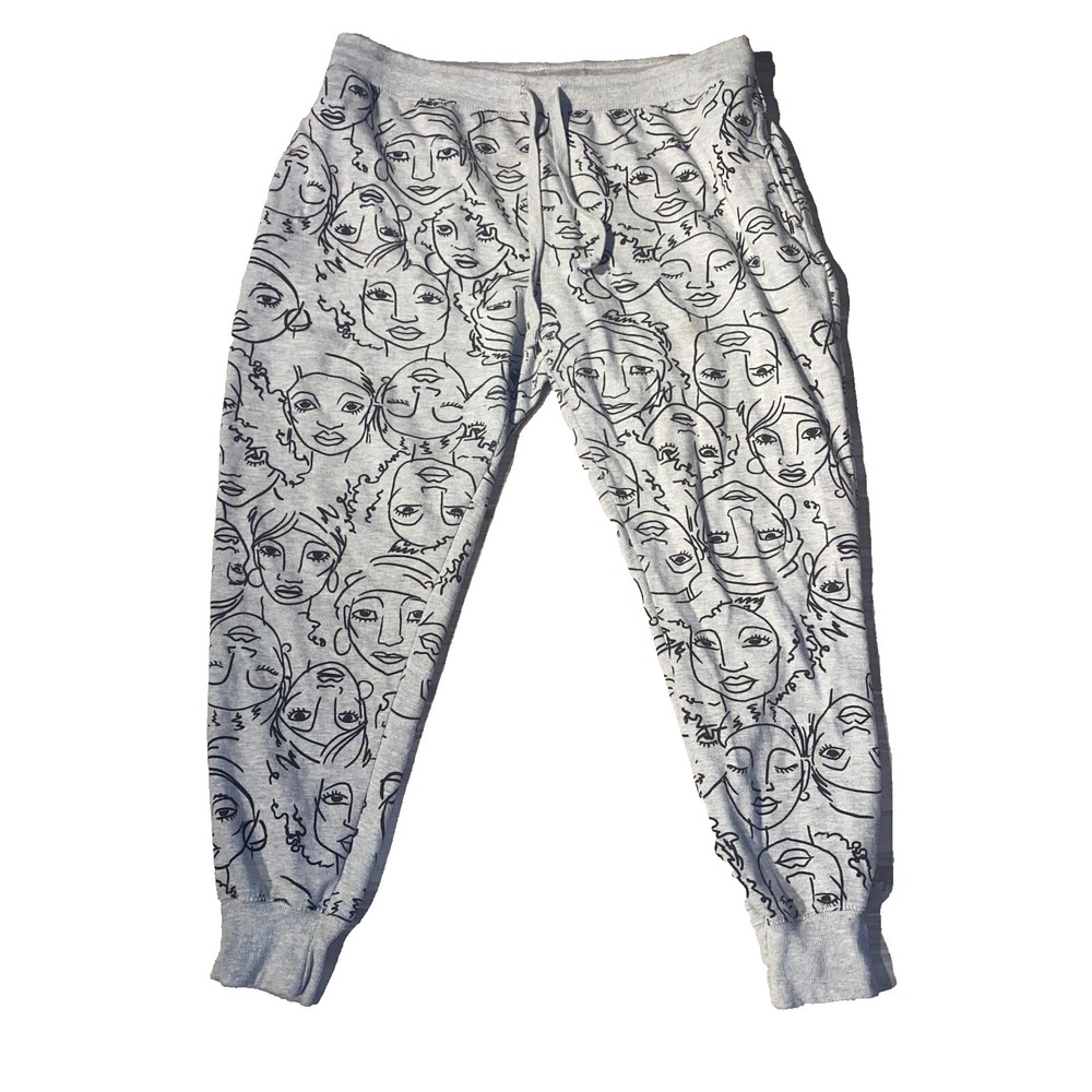 Maya Angelou Gray Womens Face Art Elastic Waist Casualwear Jogger Pants Size XXL